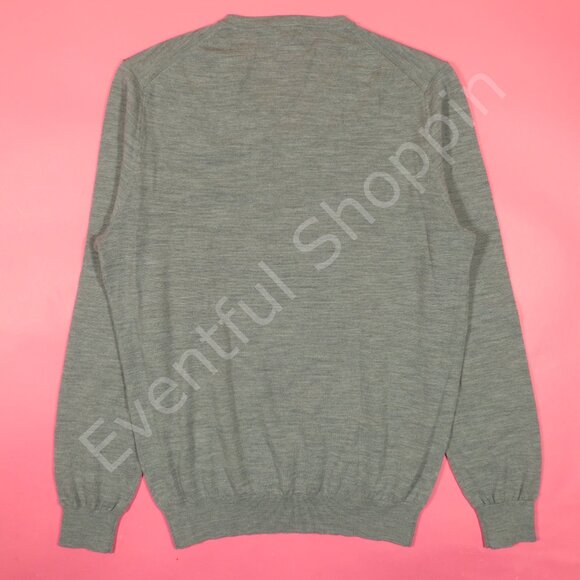 Suitsupply Sweater Mens L Heather Gray V Neck Merino Wool Long Sleeve - Picture 3 of 6